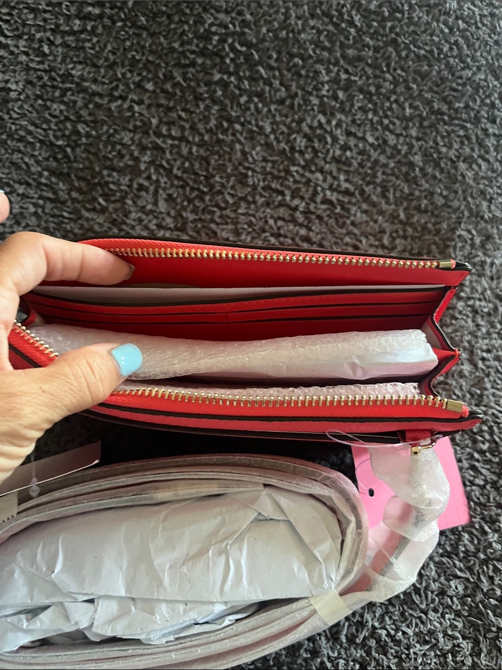 kate spade Red Pebbled Leather Crossbody Wallet - Picture 5 of 7